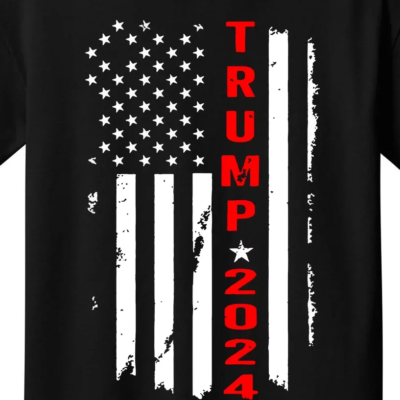 Trump 2024 American Flag Vintage Kids T-Shirt