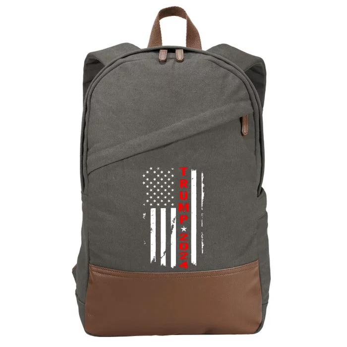 Trump 2024 American Flag Vintage Cotton Canvas Backpack