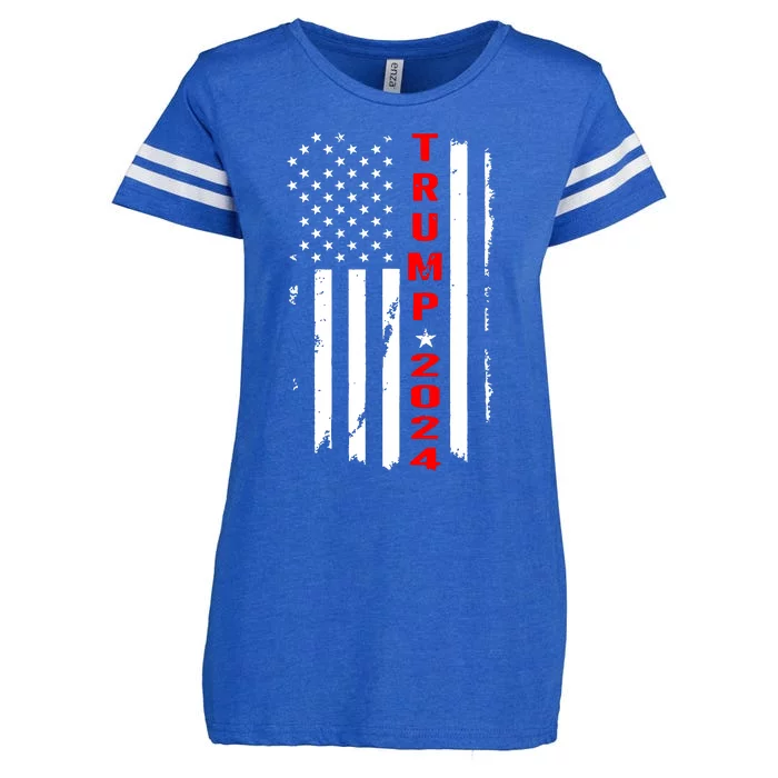 Trump 2024 American Flag Vintage Enza Ladies Jersey Football T-Shirt