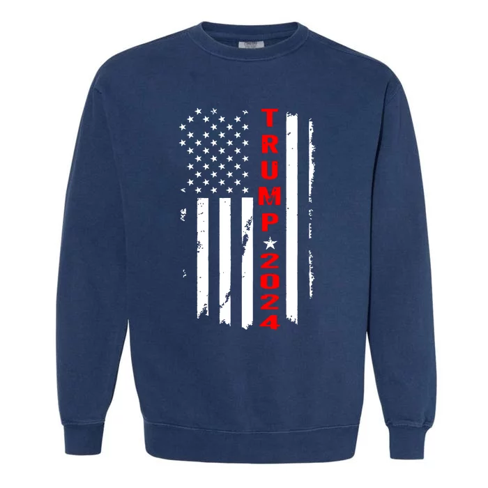 Trump 2024 American Flag Vintage Garment-Dyed Sweatshirt