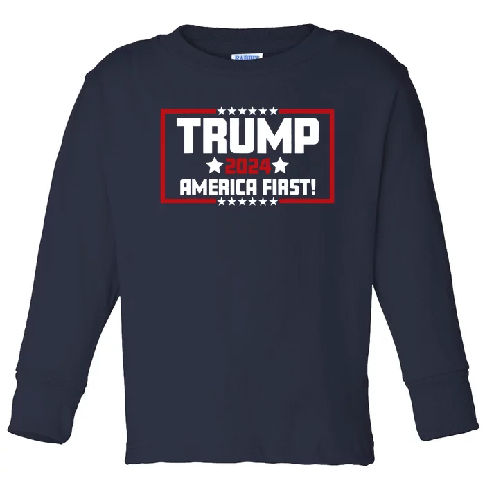 Trump 2024 America First Maga Keep America Great Democracy Toddler Long Sleeve Shirt