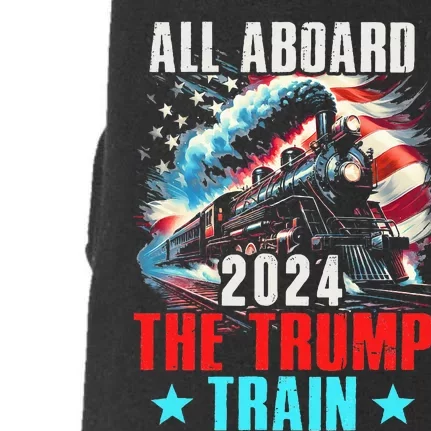 Trump 2024 All Aboard The Trump Train Us American Flag Doggie 3-End Fleece Hoodie