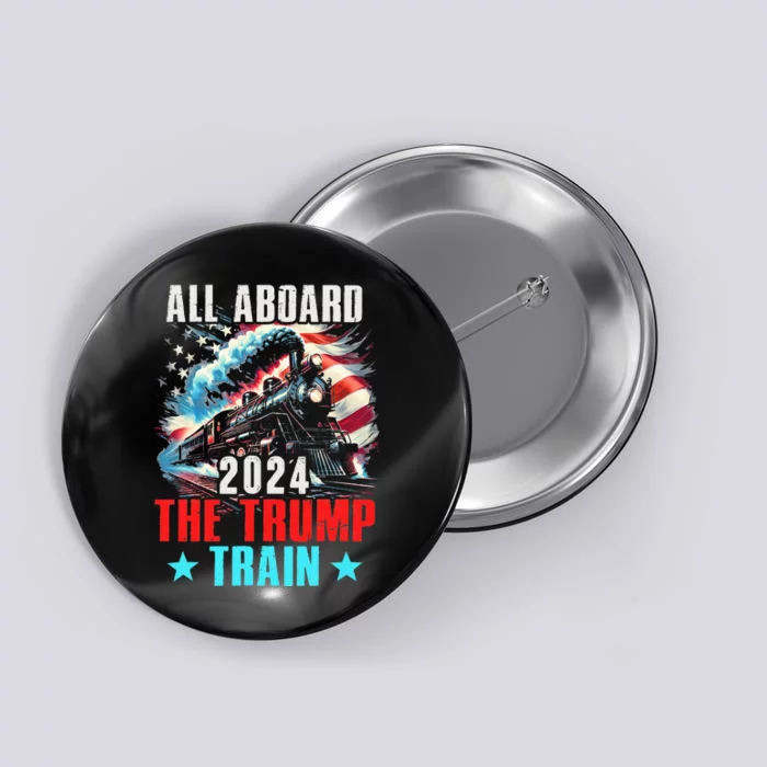 Trump 2024 All Aboard The Trump Train Us American Flag Button