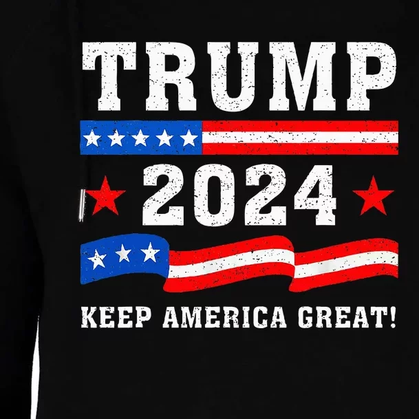 Trump 2024 American Flag Keep America Great! Prorepublican Womens Funnel Neck Pullover Hood