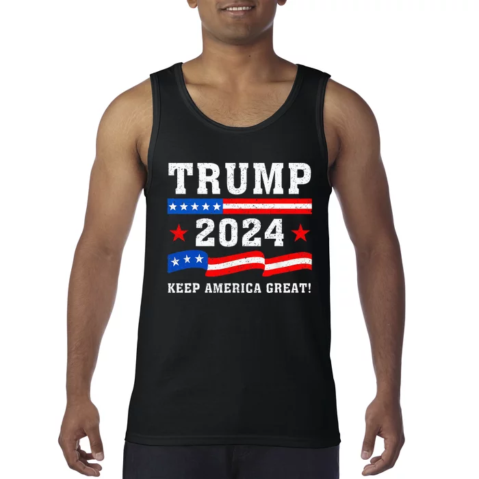 Trump 2024 American Flag Keep America Great! Prorepublican Tank Top