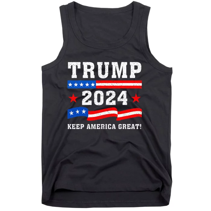 Trump 2024 American Flag Keep America Great! Prorepublican Tank Top