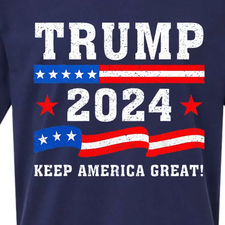 Trump 2024 American Flag Keep America Great! Prorepublican Sueded Cloud Jersey T-Shirt