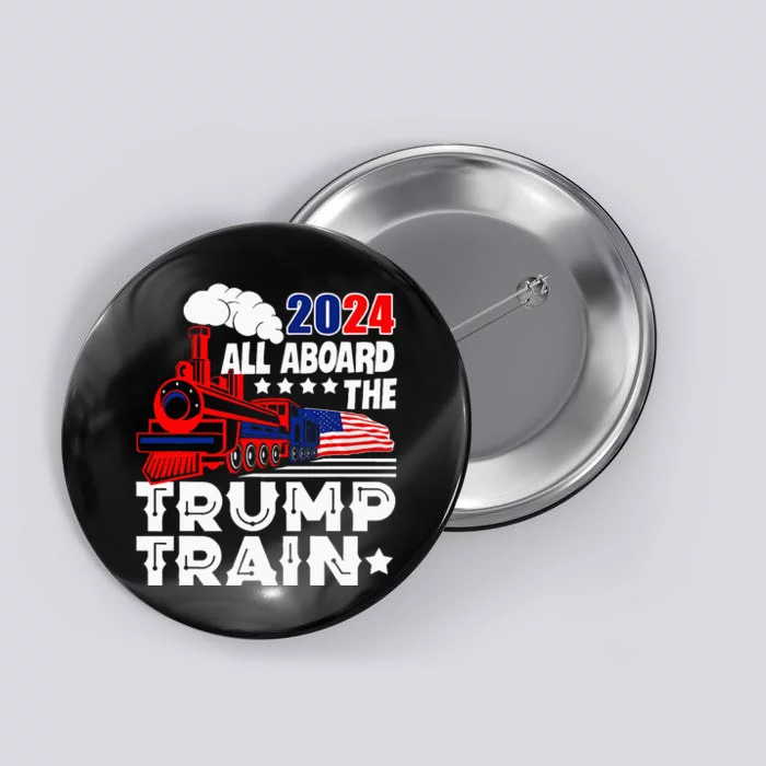 Trump 2024 All Aboard The Trump Train Usa American Flag Button