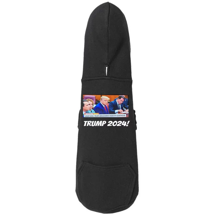 Trump 2024 Arraignment Inside Courthouse Doggie 3-End Fleece Hoodie