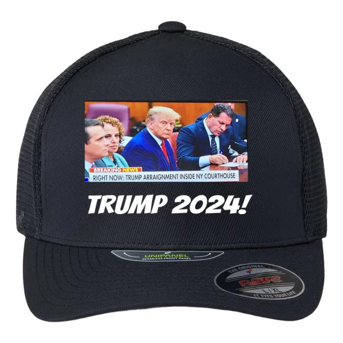 Trump 2024 Arraignment Inside Courthouse Flexfit Unipanel Trucker Cap