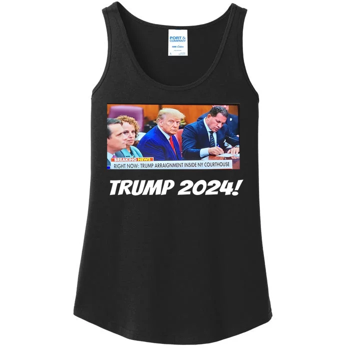 Trump 2024 Arraignment Inside Courthouse Ladies Essential Tank