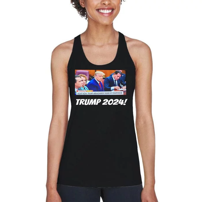 Trump 2024 Arraignment Inside Courthouse Women's Racerback Tank