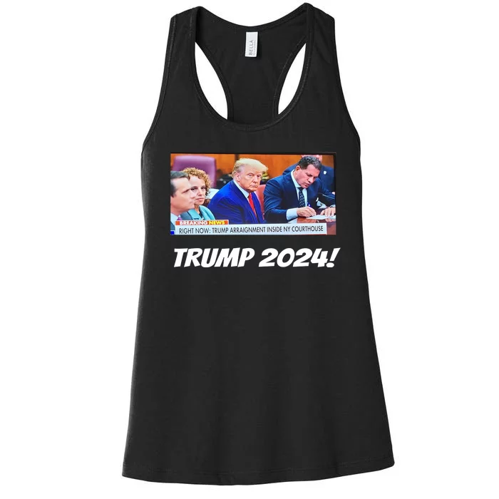 Trump 2024 Arraignment Inside Courthouse Women's Racerback Tank