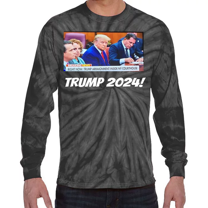 Trump 2024 Arraignment Inside Courthouse Tie-Dye Long Sleeve Shirt