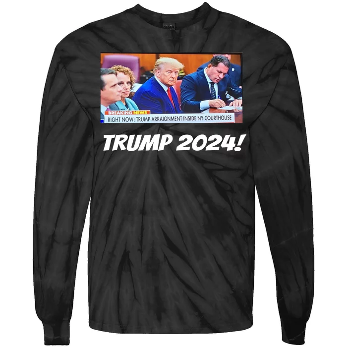 Trump 2024 Arraignment Inside Courthouse Tie-Dye Long Sleeve Shirt