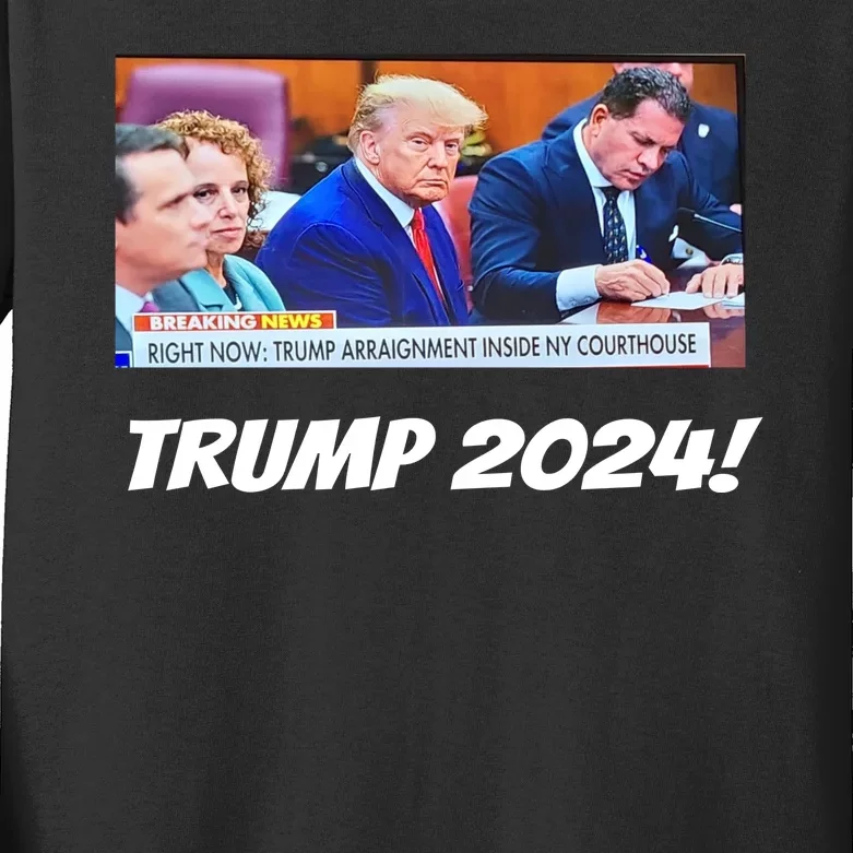 Trump 2024 Arraignment Inside Courthouse Kids Long Sleeve Shirt