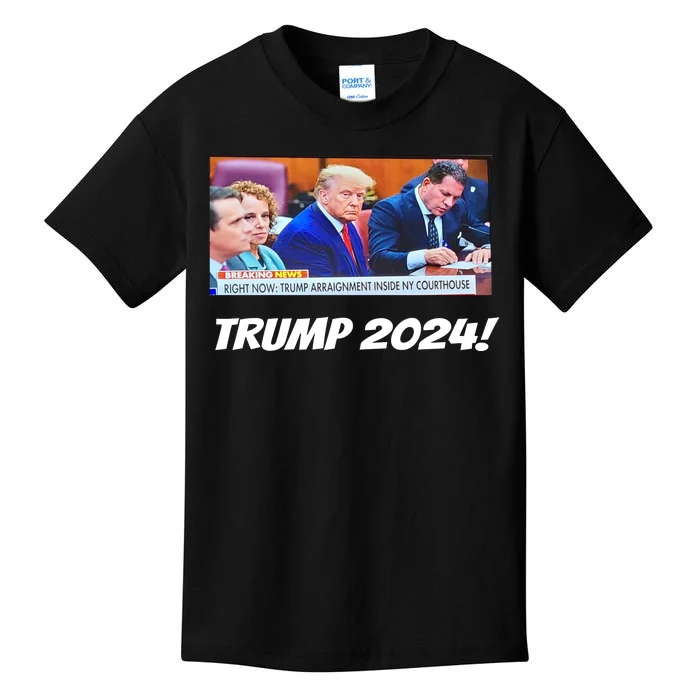 Trump 2024 Arraignment Inside Courthouse Kids T-Shirt