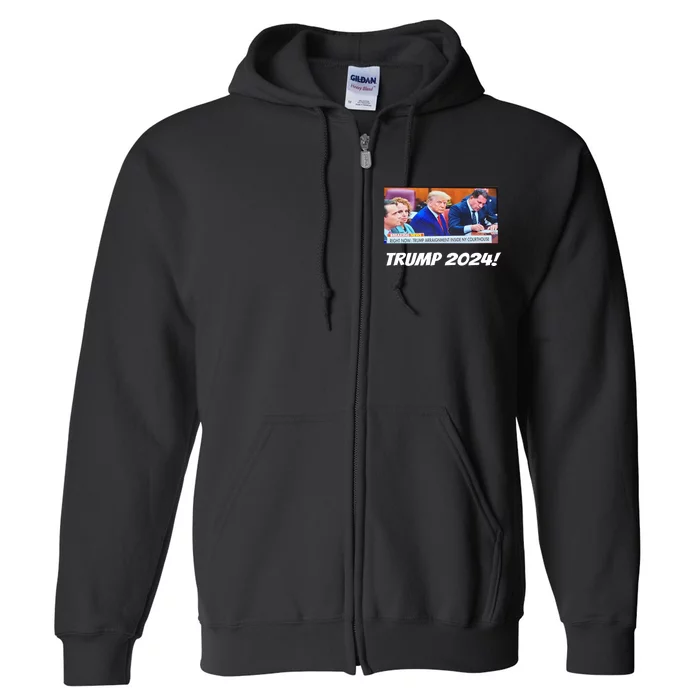 Trump 2024 Arraignment Inside Courthouse Full Zip Hoodie