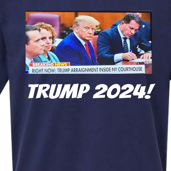 Trump 2024 Arraignment Inside Courthouse Sueded Cloud Jersey T-Shirt