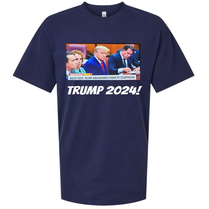 Trump 2024 Arraignment Inside Courthouse Sueded Cloud Jersey T-Shirt