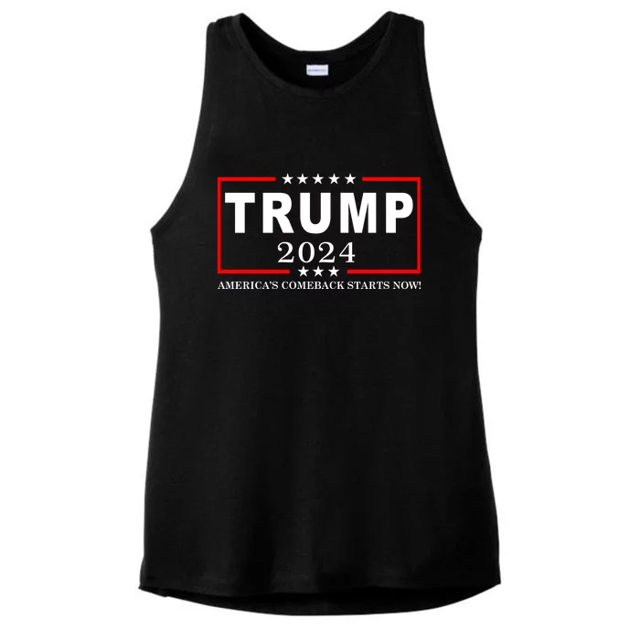 Trump 2024 America's Comeback Starts Right Now! Ladies Tri-Blend Wicking Tank