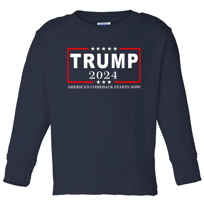 Trump 2024 America's Comeback Starts Right Now! Toddler Long Sleeve Shirt