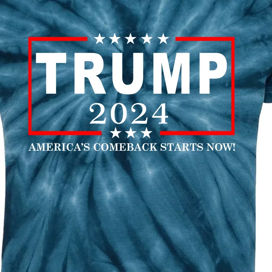 Trump 2024 America's Comeback Starts Right Now! Kids Tie-Dye T-Shirt