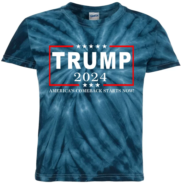 Trump 2024 America's Comeback Starts Right Now! Kids Tie-Dye T-Shirt