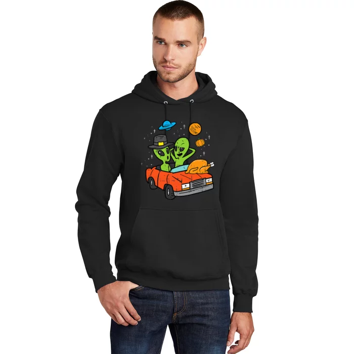 Thanksgiving 2 Aliens Turkey Car ET UFO Space Hoodie