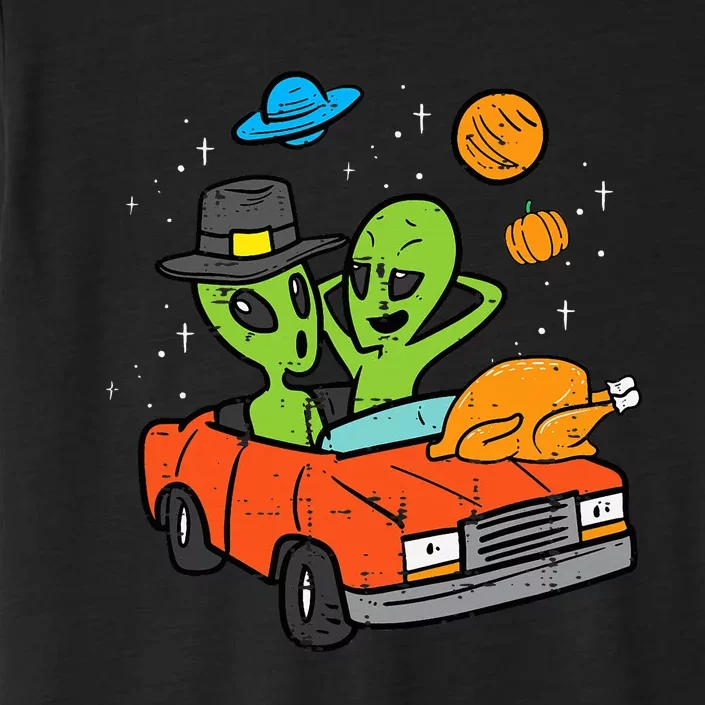 Thanksgiving 2 Aliens Turkey Car ET UFO Space ChromaSoft Performance T-Shirt