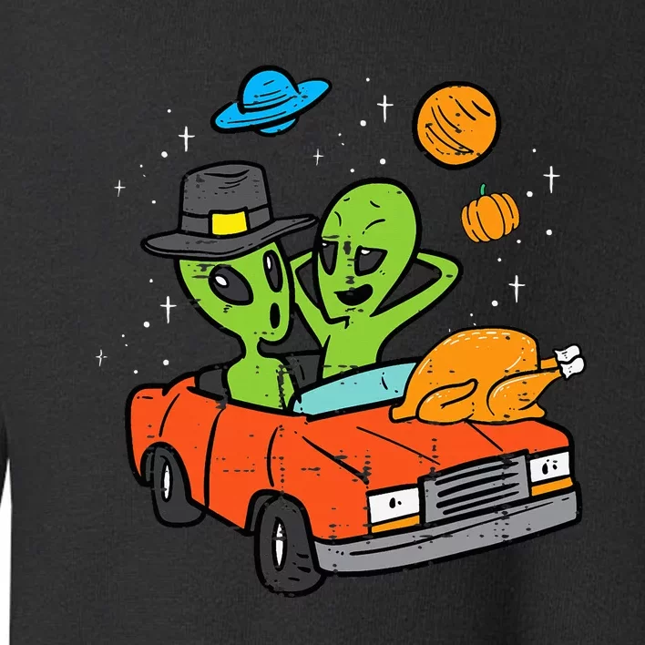 Thanksgiving 2 Aliens Turkey Car ET UFO Space Toddler Sweatshirt