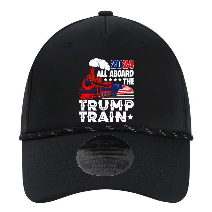 Trump 2024 All Aboard The Trump Train Usa American Flag Performance The Dyno Cap