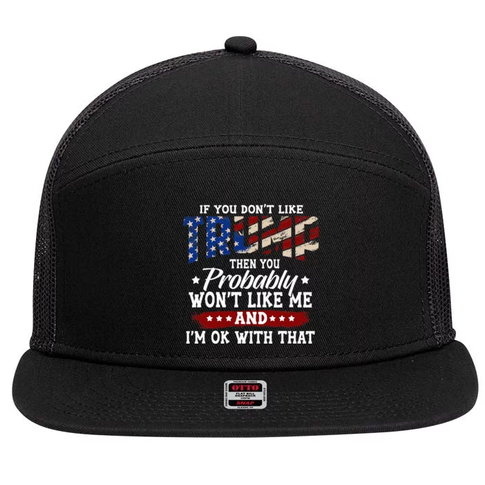 Trump 2024 American Flag Trump 2024 7 Panel Mesh Trucker Snapback Hat