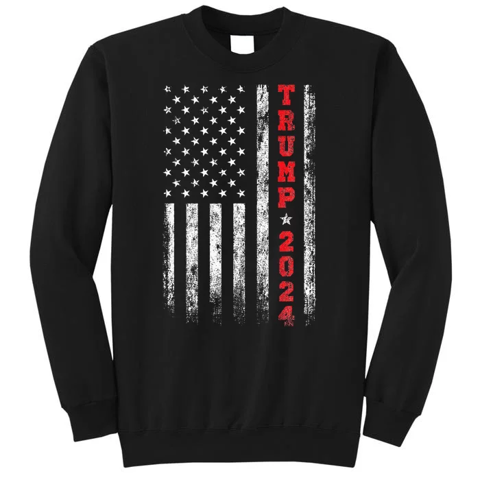 Trump 2024 American Flag Vintage Tall Sweatshirt