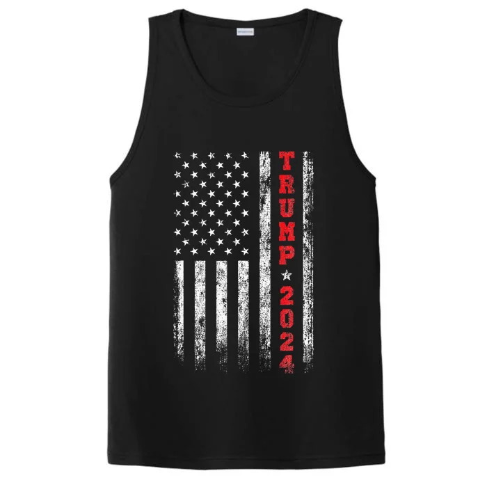 Trump 2024 American Flag Vintage Performance Tank