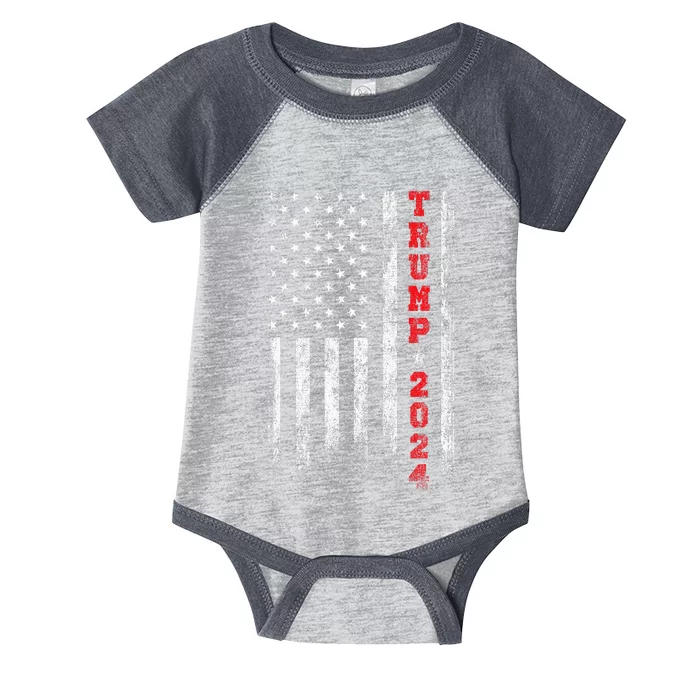 Trump 2024 American Flag Vintage Infant Baby Jersey Bodysuit