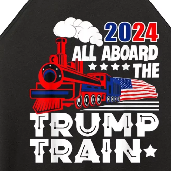 Trump 2024 All Aboard The Trump Train Usa American Flag Women’s Perfect Tri Rocker Tank