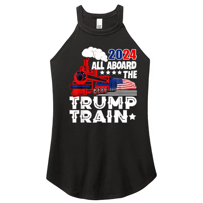 Trump 2024 All Aboard The Trump Train Usa American Flag Women’s Perfect Tri Rocker Tank