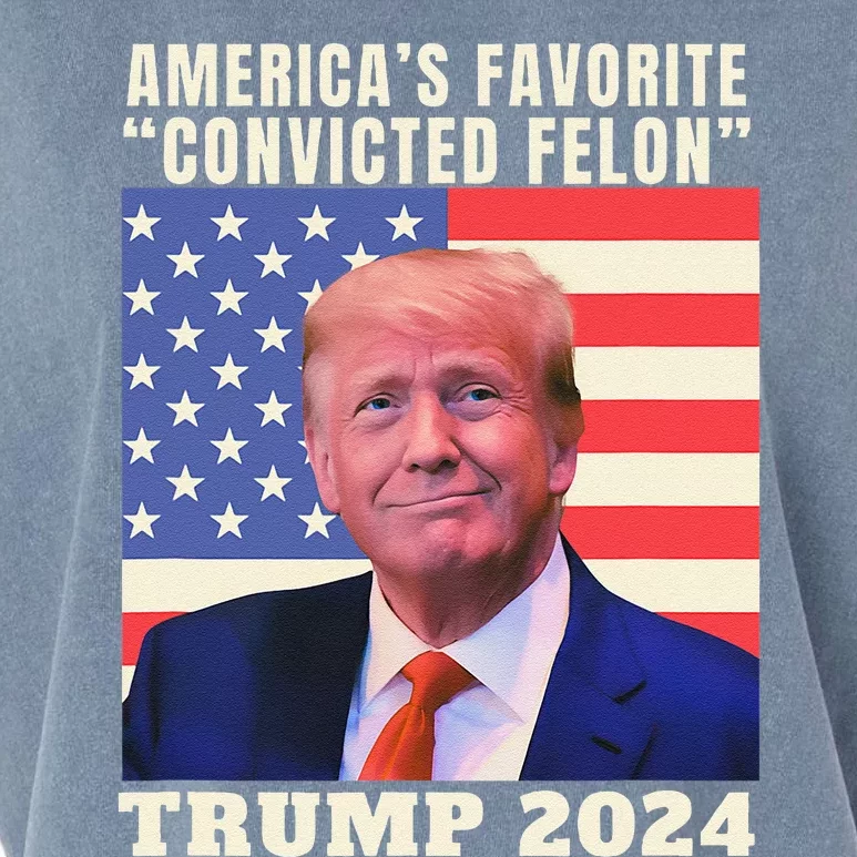 Trump 2024 AmericaS Favorite Convicted Felon American Flag Garment-Dyed Women's Muscle Tee