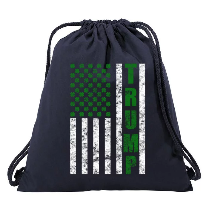 Trump 2020 American Flag Vintage St PatrickS Day Irish Gift Drawstring Bag