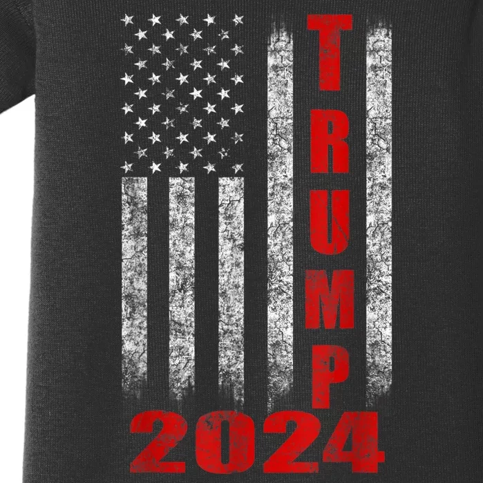 Trump 2024 American Flag Design Baby Bodysuit