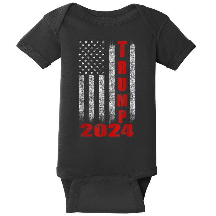 Trump 2024 American Flag Design Baby Bodysuit