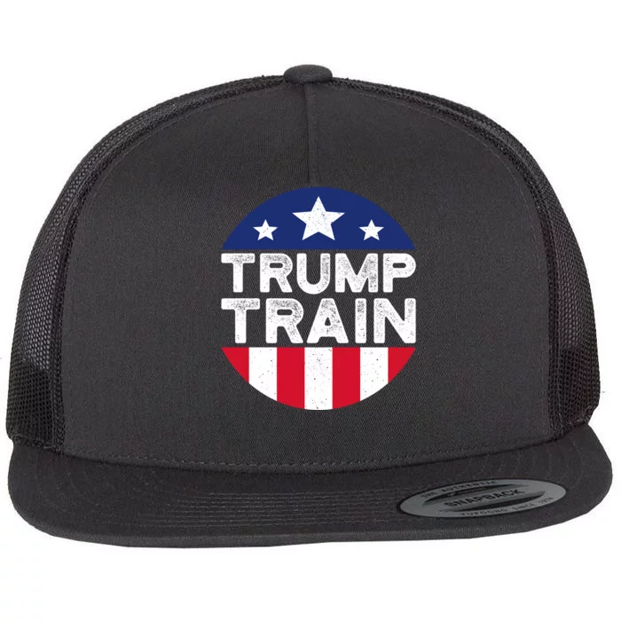 Trump 2024 All Aboard The Trump Train Usa American Flag Flat Bill Trucker Hat