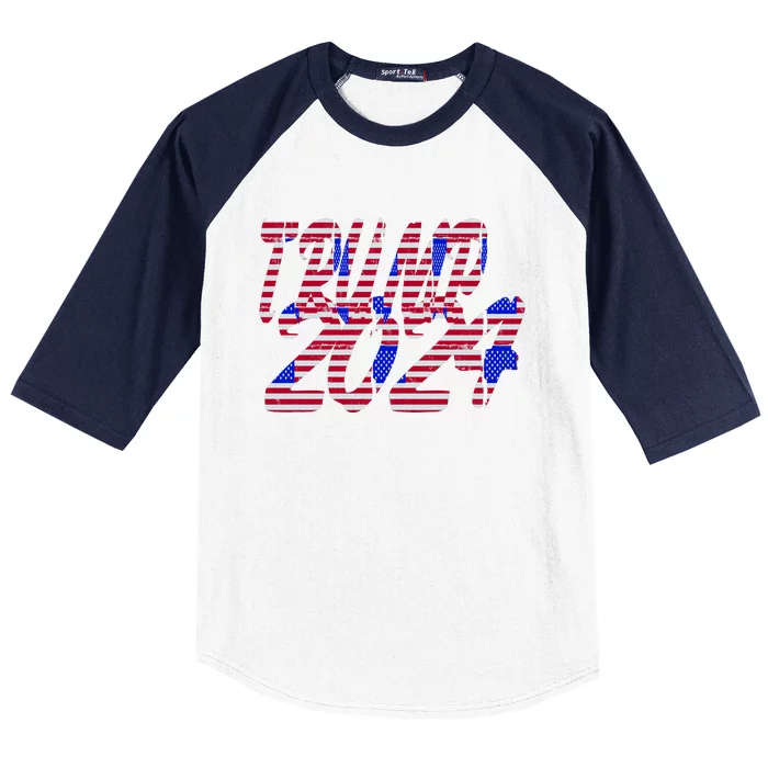 Trump 2024 American Grunge Style Baseball Sleeve Shirt