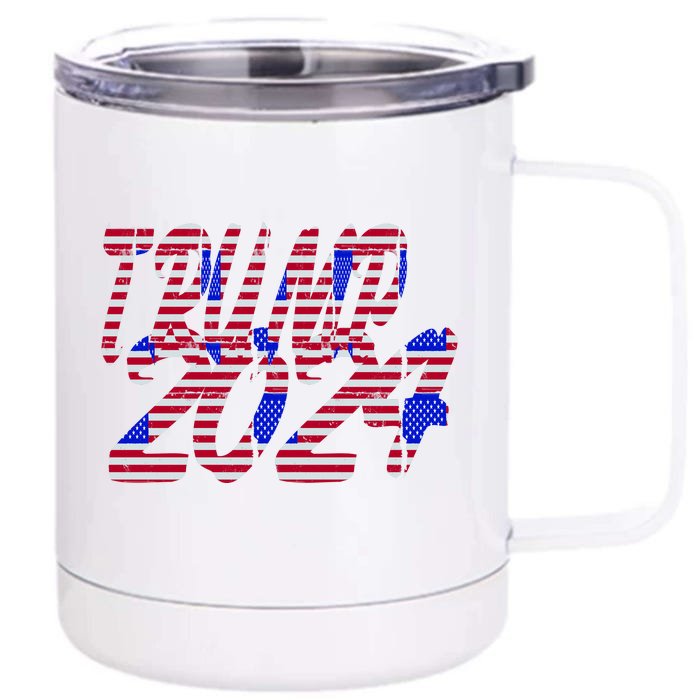 Trump 2024 American Grunge Style Front & Back 12oz Stainless Steel Tumbler Cup