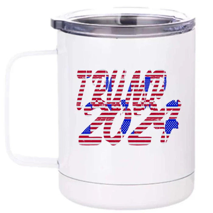 Trump 2024 American Grunge Style Front & Back 12oz Stainless Steel Tumbler Cup