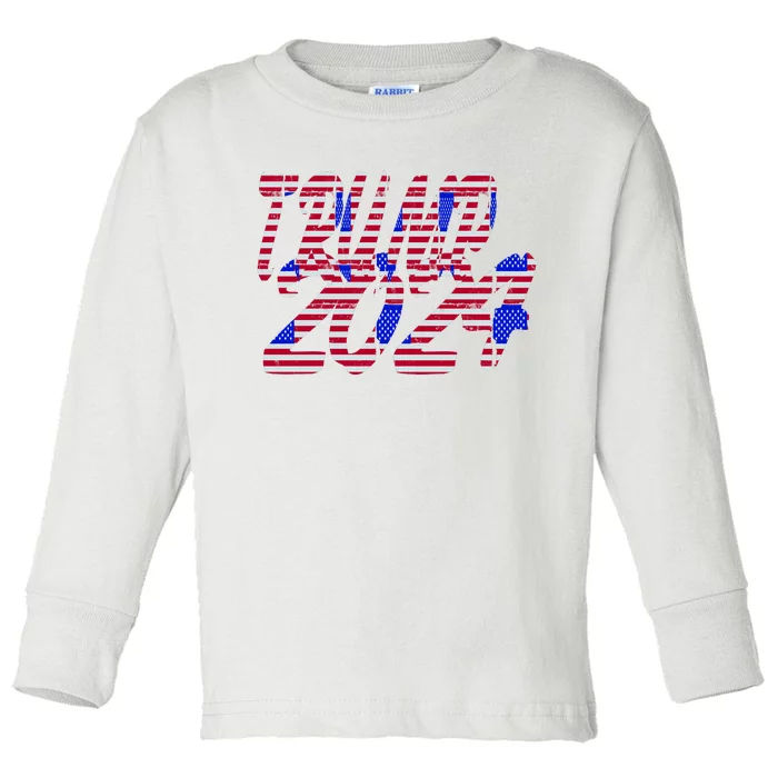 Trump 2024 American Grunge Style Toddler Long Sleeve Shirt