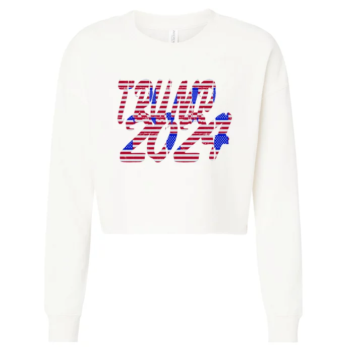 Trump 2024 American Grunge Style Cropped Pullover Crew