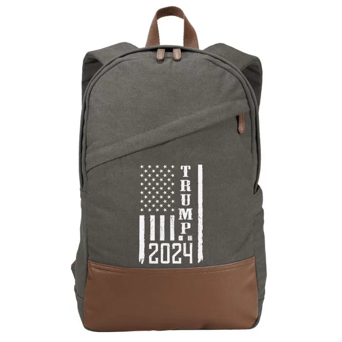 Trump 2024 American Flag Patriotic Vintage Cotton Canvas Backpack