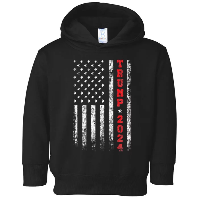 Trump 2024 American Flag Toddler Hoodie